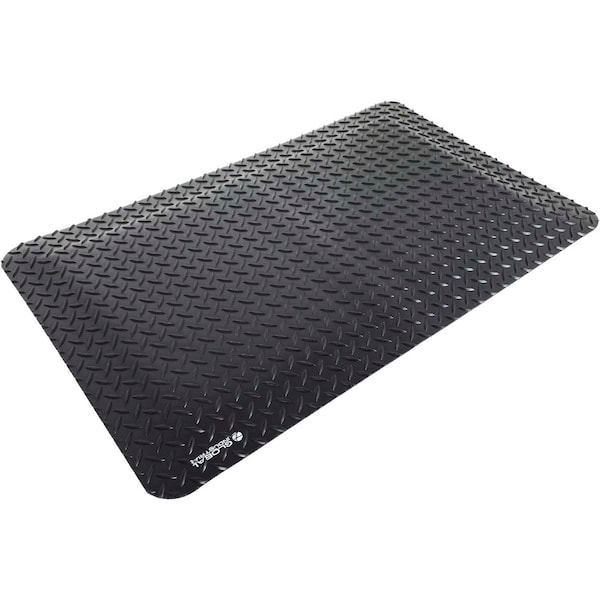 Antifatigue Mat, 12 in L x 3 in W, 9/16 Thickness, Black